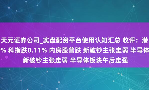 天元证券公司_实盘配资平台使用认知汇总 收评：港股恒指跌0.29% 科指跌0.11% 内房股普跌 新破钞主张走弱 半导体板块午后走强