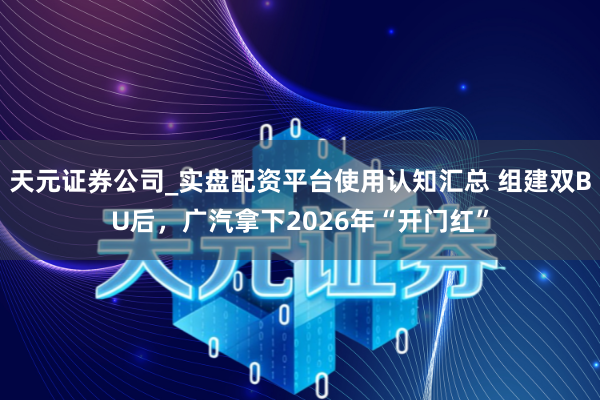天元证券公司_实盘配资平台使用认知汇总 组建双BU后，广汽拿下2026年“开门红”
